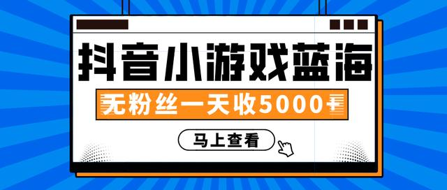 赚钱计划：抖音小游戏蓝海项目，无粉丝一天收入5000+-圆梦资源网