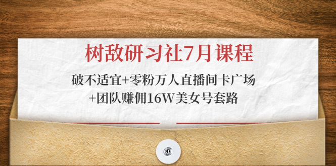 树敌研习社7月课程：破不适宜+零粉万人直播间卡广场+团队赚佣16W美女号套路-圆梦资源网