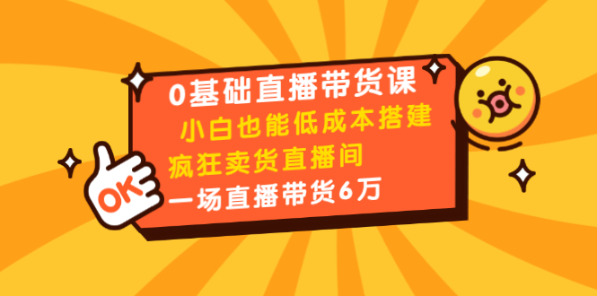 0基础直播带货课：小白也能低成本搭建疯狂卖货直播间：1场直播带货6万-圆梦资源网