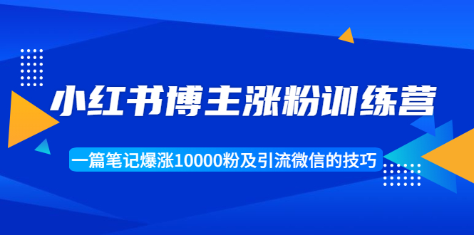 小红书博主涨粉训练营：一篇笔记爆涨10000粉及引流微信的技巧-圆梦资源网