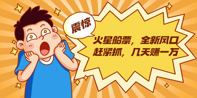 火星船票，全新风口赶紧抓，几天赚一万+摆地摊卖尾货月入一万（5个项目）-圆梦资源网