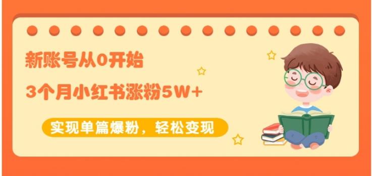 生财小红书涨粉变现：新账号从0开始3个月小红书涨粉5W+实现单篇爆粉-圆梦资源网