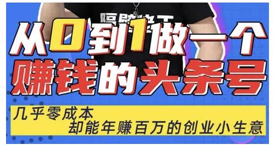 佬王·从0到1做一个赚钱的头条号，几乎零成本，却能年赚百万的创业项目-圆梦资源网