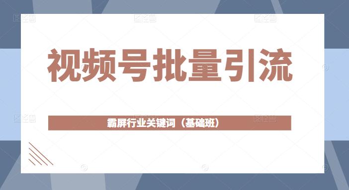 视频号批量引流，霸屏行业关键词（基础班）全面系统讲解视频号玩法-圆梦资源网