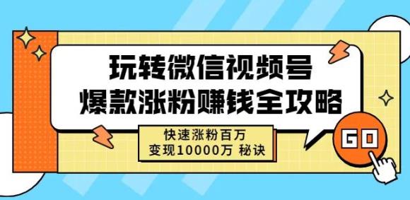 玩转微信视频号爆款涨粉赚钱全攻略，快速涨粉百万变现万元秘诀-圆梦资源网