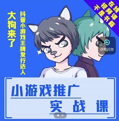 大狗来了：小游戏推广实战课，带你搭建一个游戏推广变现账号-圆梦资源网