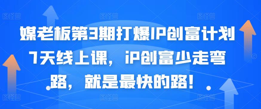 媒老板第3期打爆IP创富计划7天线上课，iP创富少走弯路，就是最快的路！-圆梦资源网