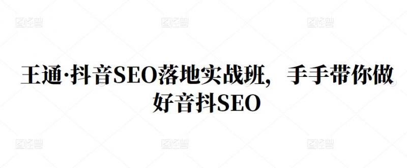 王通·抖音SEO落地实战班，手‬手带你做好音抖‬‬SEO-圆梦资源网