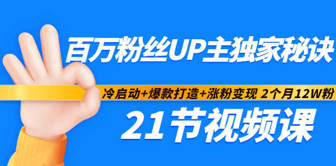 百万粉丝UP主独家秘诀：冷启动+爆款打造+涨粉变现2个月12W粉（21节视频课)-圆梦资源网