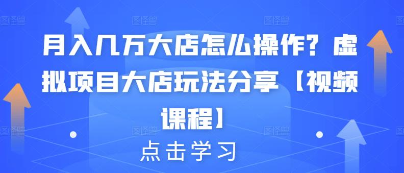 月入几万大店怎么操作？虚拟项目大店玩法分享【视频课程】-圆梦资源网