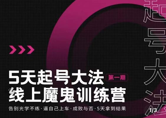 大播·五天起号魔鬼训练营，告别光学不练，逼自己上车，成败与否，5天拿到结果-圆梦资源网