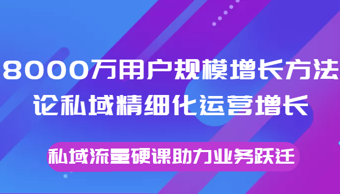 8000万用户规模增长方法论私域精细化运营增长，私域流量硬课助力业务跃迁-圆梦资源网