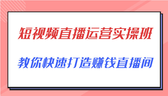 短视频直播运营实操班，直播带货精细化运营实操，教你快速打造赚钱直播间-圆梦资源网