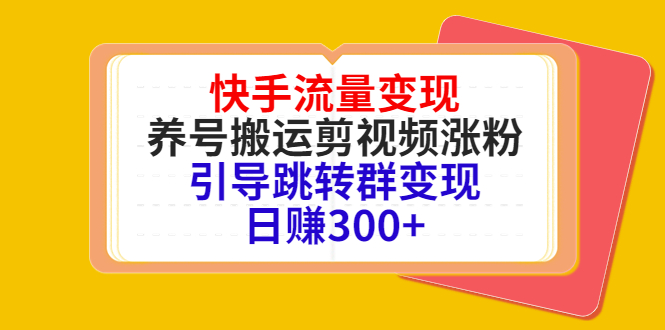 快手流量变现，养号搬运剪视频涨粉，引导跳转群变现日赚300+-圆梦资源网