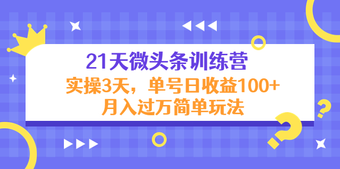 21天微头条训练营，实操3天，单号日收益100+月入过万简单玩法-圆梦资源网