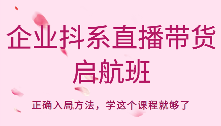 企业抖系直播带货启航班，正确入局方法，学这个课程就够了-圆梦资源网