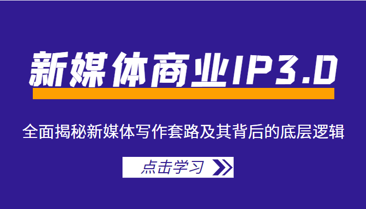新媒体商业IP3.0，全面揭秘新媒体写作套路及其背后的底层逻辑（价值1299元）-圆梦资源网