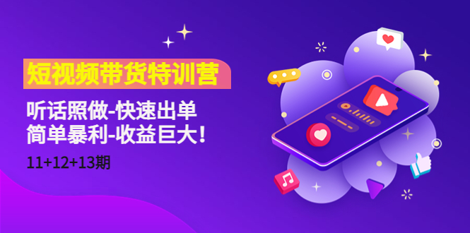 短视频带货特训营（11+12+13期）听话照做-快速出单-简单暴利-收益巨大！-圆梦资源网