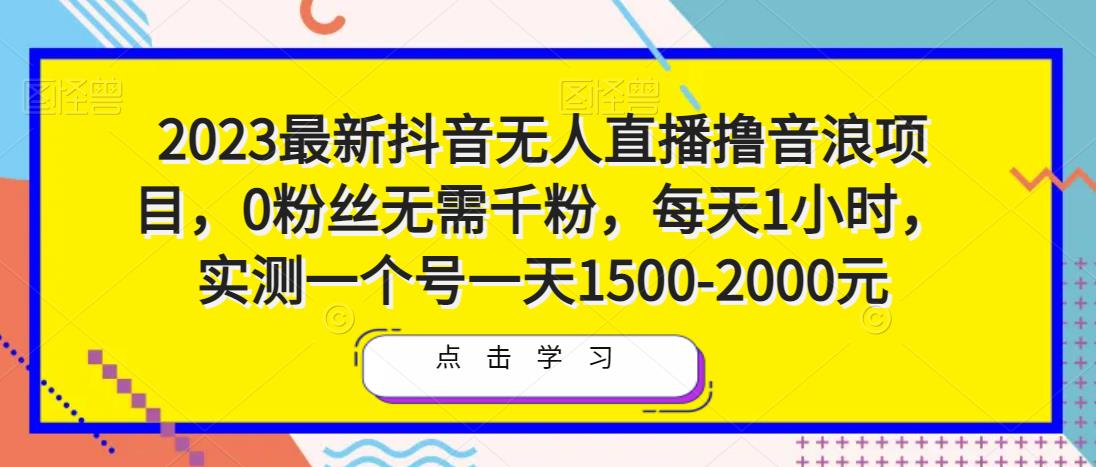 2023最新抖音无人直播撸音浪项目，0粉丝无需千粉，每天1小时，实测一个号一天1500-2000元-圆梦资源网