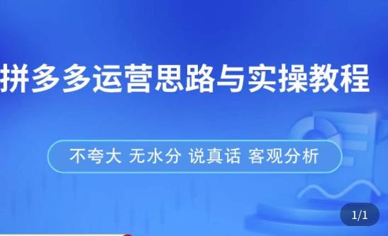 拼多多店铺运营思路与实操教程，快速学会拼多多开店和运营，少踩坑，多盈利-圆梦资源网