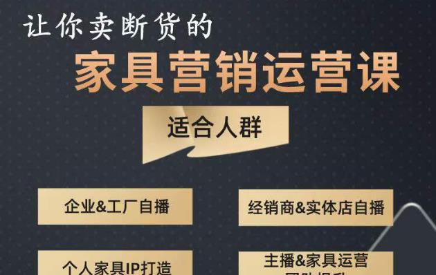 让你卖断货的家具营销运营课，打造高销量家具账号（短视频+直播+人物IP）-圆梦资源网