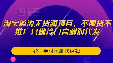 淘宝蓝海无货源项目，不囤货不推广只做冷门高利润代发，花一半时间赚10倍钱-圆梦资源网