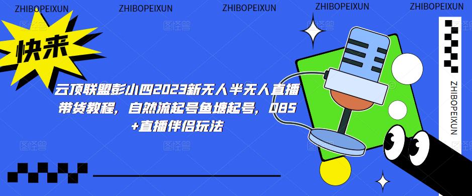 云顶联盟彭小四2023新无人半无人直播带货教程，自然流起号鱼塘起号，OBS+直播伴侣玩法-圆梦资源网