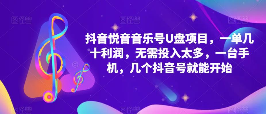 抖音音乐号U盘项目，一单几十利润，无需投入太多，一台手机，几个抖音号就能开始-圆梦资源网