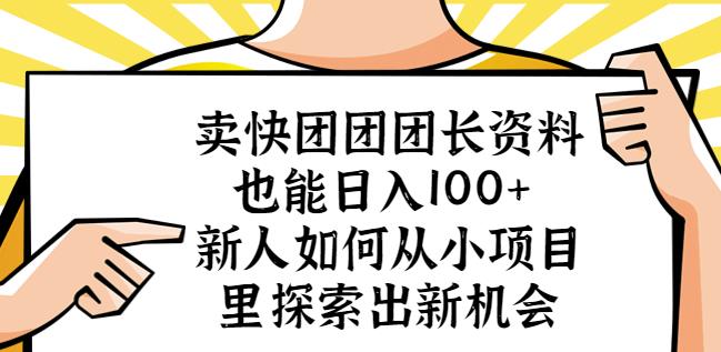 卖快团团团长资料也能日入100+新人如何从小项目里探索出新机会-圆梦资源网