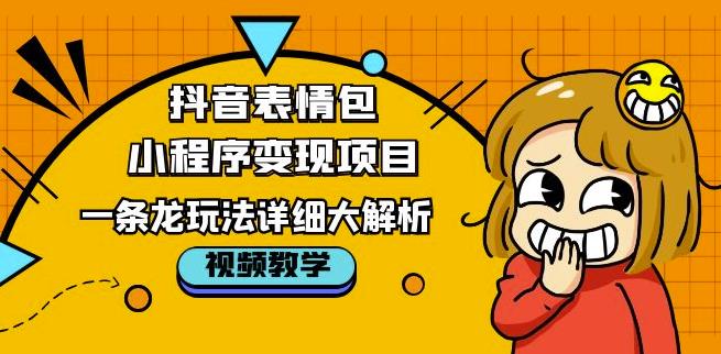 抖音表情包小程序变现项目，一条龙玩法详细大解析，视频版学习！-圆梦资源网