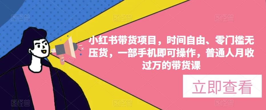 小红书带货项目，时间自由、零门槛无压货，一部手机即可操作，普通人月收过万的带货课-圆梦资源网