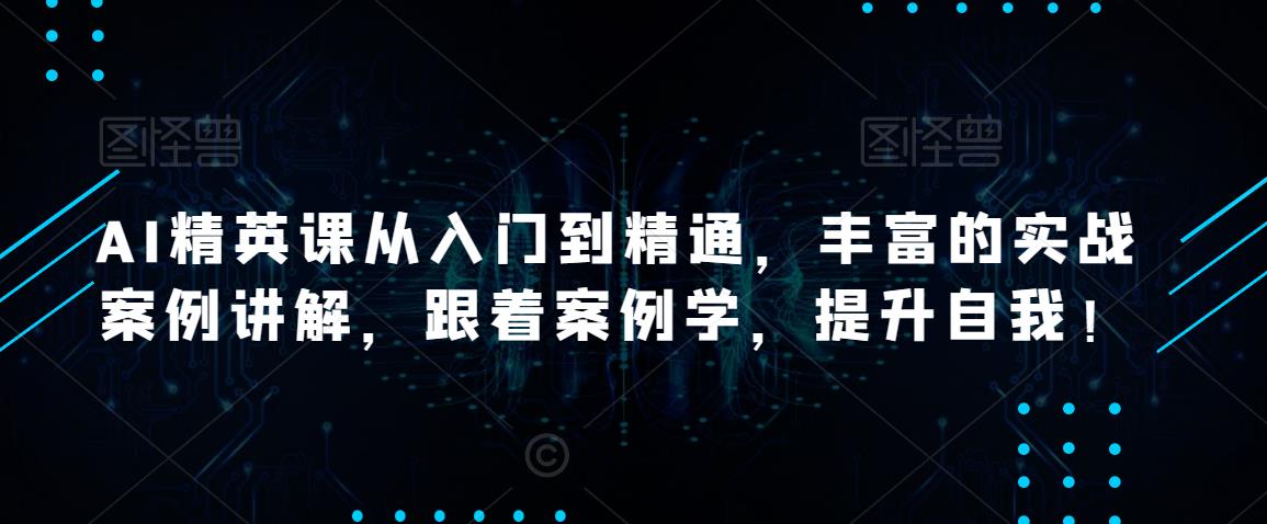 AI精英课从入门到精通，丰富的实战案例讲解，跟着案例学，提升自我！-圆梦资源网