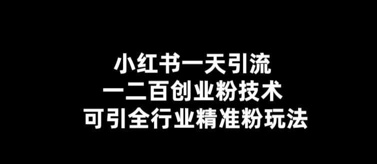 小红书一天引流一二百创业粉技术，可引全行业精准粉玩法【仅揭秘】-圆梦资源网