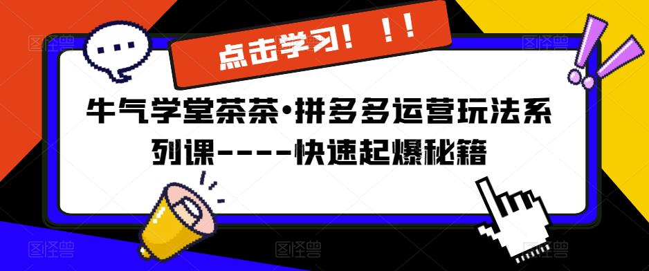 牛气学堂茶茶•拼多多运营玩法系列课—-快速起爆秘籍【更新】-圆梦资源网