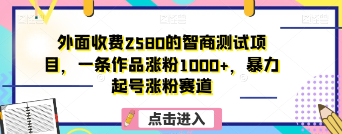 外面收费2580的智商测试项目，一条作品涨粉1000+，暴力起号涨粉赛道【揭秘】-圆梦资源网