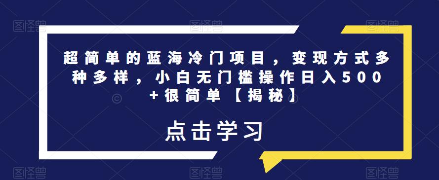 超简单的蓝海冷门项目，变现方式多种多样，小白无门槛操作日入500+很简单【揭秘】-圆梦资源网