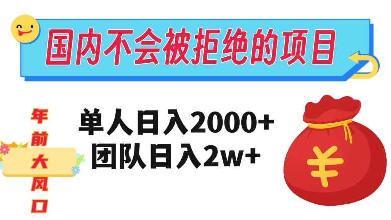 在国内不怕被拒绝的项目，单人日入2000，团队日入20000+【揭秘】-圆梦资源网