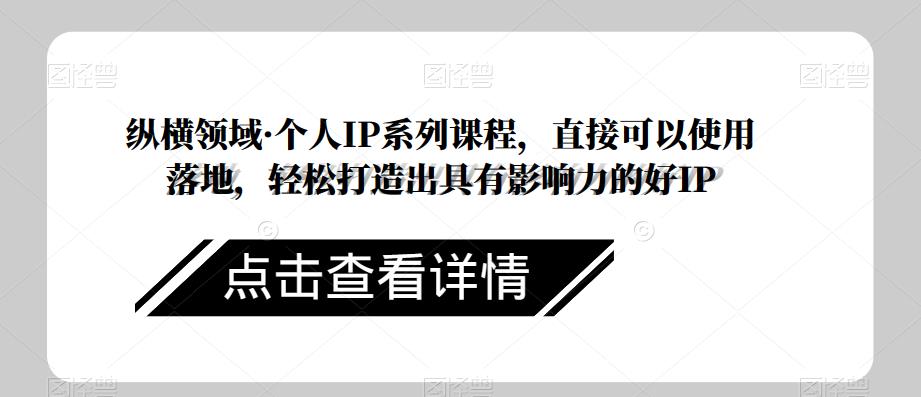 纵横领域·个人IP系列课程，直接可以使用落地，轻松打造出具有影响力的好IP-圆梦资源网