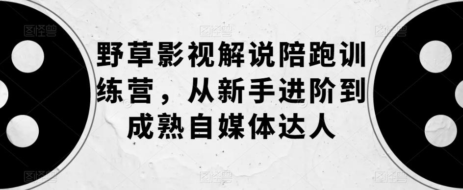 野草影视解说陪跑训练营，从新手进阶到成熟自媒体达人-圆梦资源网