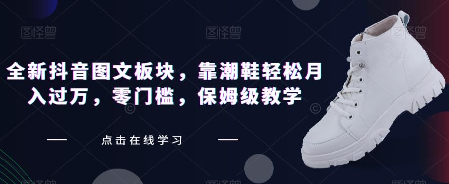 全新抖音图文板块，靠潮鞋轻松月入过万，零门槛，保姆级教学【揭秘】-圆梦资源网