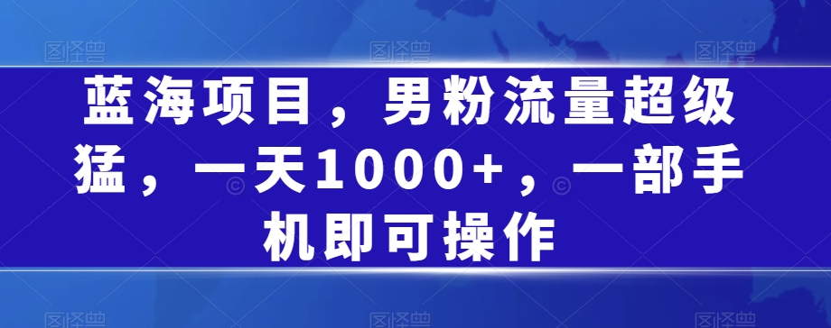 蓝海项目，男粉流量超级猛，一天1000+，一部手机即可操作【揭秘】-圆梦资源网