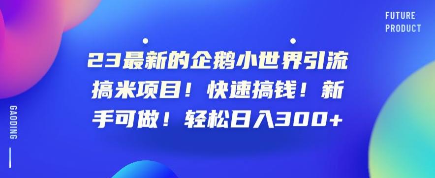 23最新的企鹅小世界引流搞米项目！快速搞钱！新手可做！轻松日入300+【揭秘】-圆梦资源网
