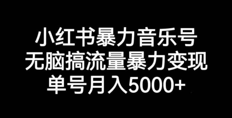 小红书暴力音乐号，无脑搞流量暴力变现，单号月入5000+-圆梦资源网