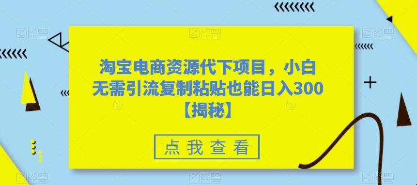淘宝电商资源代下项目，小白无需引流复制粘贴也能日入300＋【揭秘】-圆梦资源网