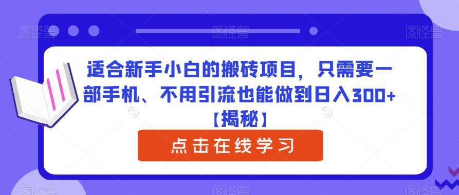 适合新手小白的搬砖项目，只需要一部手机、不用引流也能做到日入300+【揭秘】-圆梦资源网