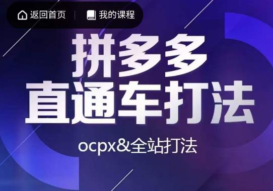 互力·拼多多直通车打法，ocpx&全站打法-圆梦资源网