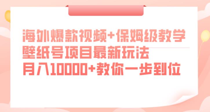 海外爆款视频+保姆级教学，壁纸号项目最新玩法，月入10000+教你一步到位【揭秘】-圆梦资源网