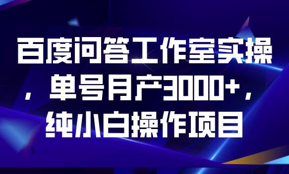 百度问答工作室实操，单号月产3000+，纯小白操作项目【揭秘】-圆梦资源网