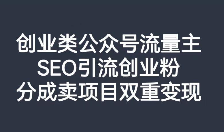 创业类公众号流量主，SEO引流创业粉，分成卖项目双重变现【揭秘】-圆梦资源网