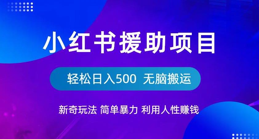 小红书援助项目新奇玩法，简单暴力，无脑搬运轻松日入500【揭秘】-圆梦资源网